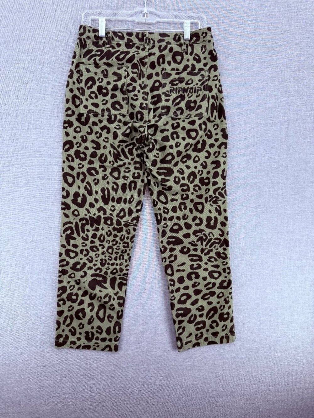 RIPNDIP Spotted Olive Twill Chino Pants Mens 30x25 Cheetah Y2K Sold Out RARE - Picture 2 of 8